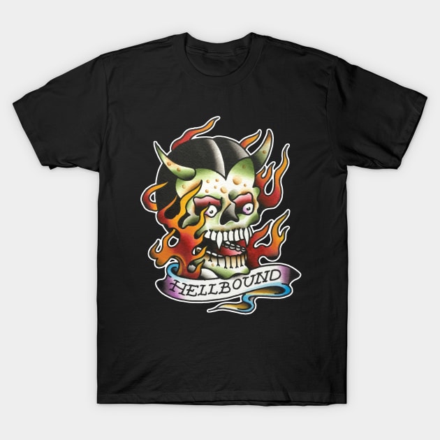 Hellbound Demon Tattoo Design T-Shirt by forevertruetattoo